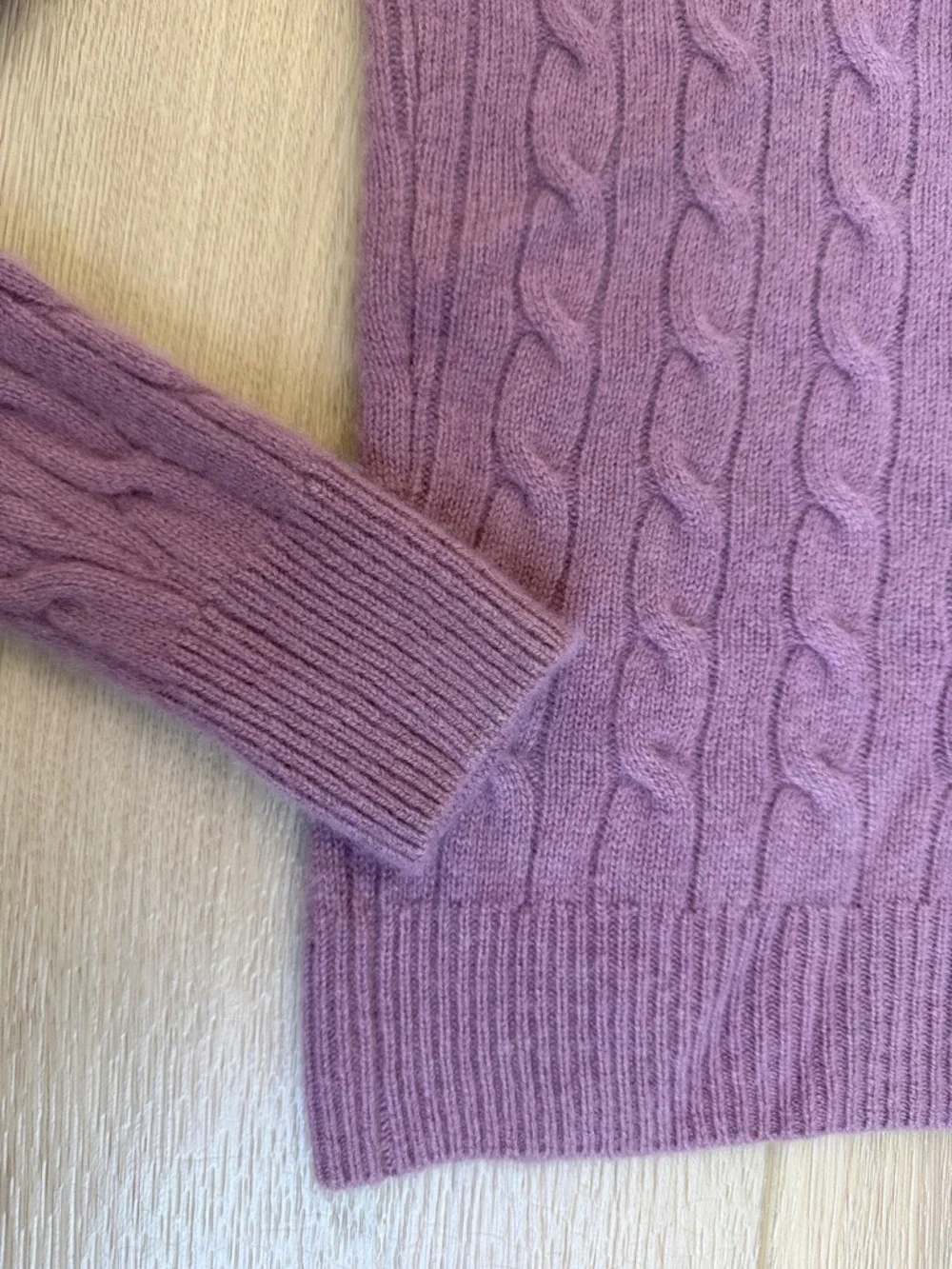 J. Crew Cashmere Sweater Lavender Purple Cable Knit Crewneck XS